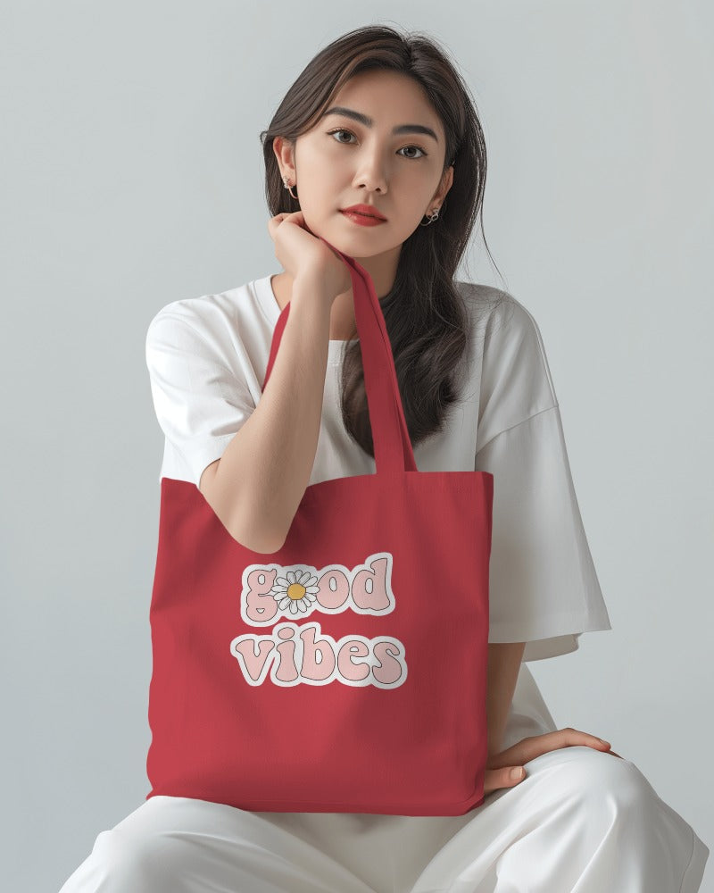 Tote Bag -  Good Vibes Pink Print