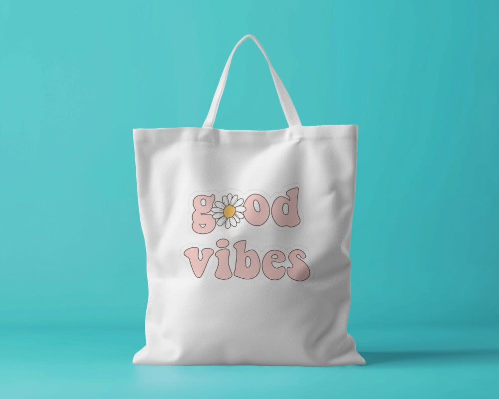 Tote Bag -  Good Vibes Pink Print